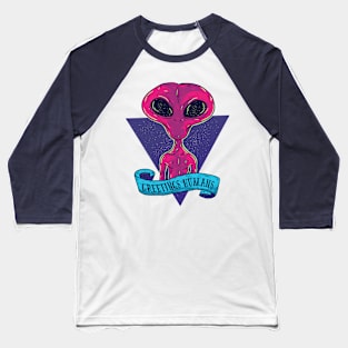 Greetings Human - Alien Design Baseball T-Shirt